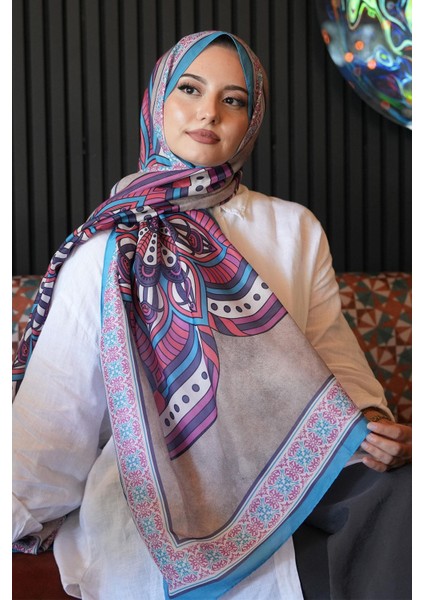 Geometrik Desen Mor Soft Pamuk Şal fırsatları