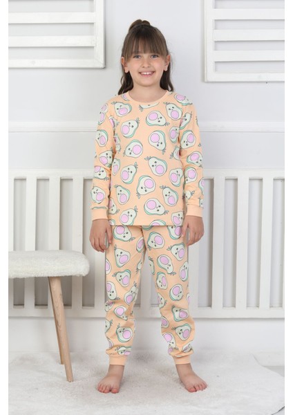Cute Avocado Desenli Kız Çocuk Pijama Takımı