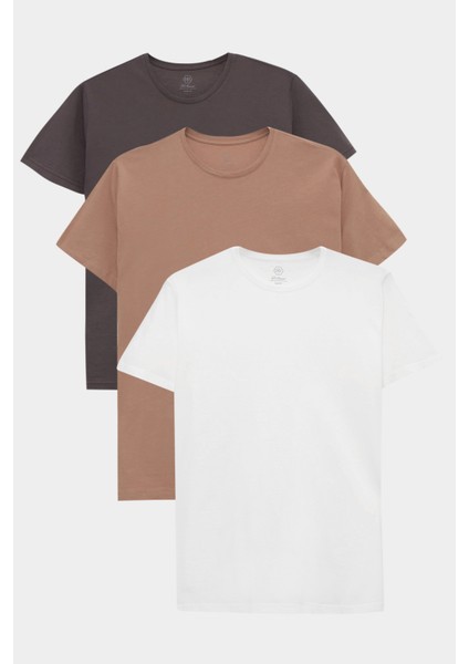 Ds Damat Slim Fit Antrasit/vizon/beyaz 3'lü T-Shirt 4HC14ORTBN533 indirimleri