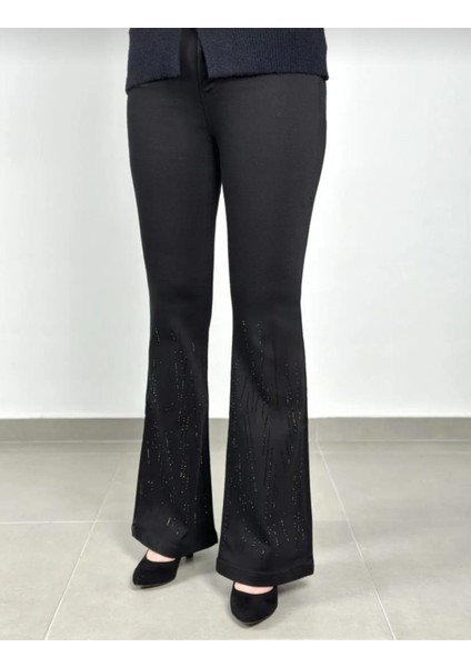 Birru Butik Kadın Yüksek Bel Taşlı Ispanyol Paça Full Likra Kot Pantolon modelleri