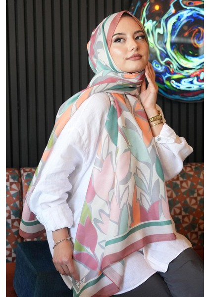 Yaprak Desen Gül Kurusu Soft Pamuk Şal