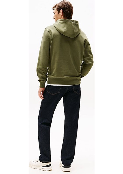 Erkek Essentıal Nakışlı Logo Kapüşonlu Sweatshirt - Yeşil modelleri