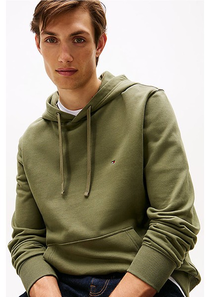 Erkek Essentıal Nakışlı Logo Kapüşonlu Sweatshirt - Yeşil fırsatları
