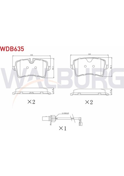 WALBURG-WDB635 - Fren Balata Arka Fıslı Audı A6 (4g2,c7) 2.0 Tfsı 2010-/ 3.0 Tdı 2010-/ 2.0 Tdı 2010-/ A7 (4ga) 2.8 Fsı 2010-/ 3.0 Tdı 2010-/ A8 (4h_) 3.0 Tfsı 2009-/ 3.0 Tdı 2009-/