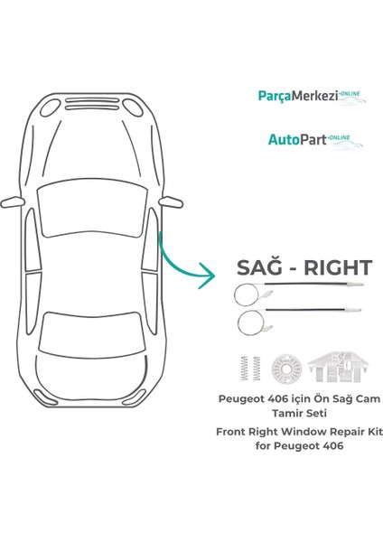 Peugeot 406 için Ön Sağ Cam Tamir Seti indirimleri