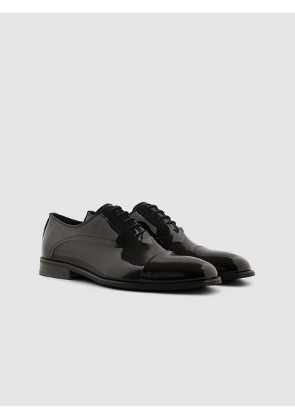 Italyan Stil Iç Dış Naturel Deri Rugan Erkek Ayakkabı Siyah T13887