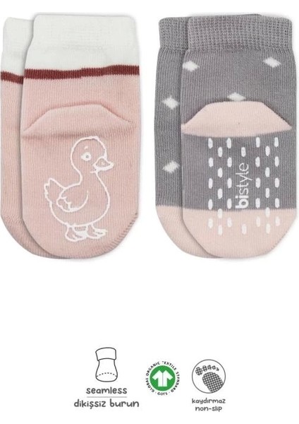 Bfs Bistyle Hayvan Figür Kaymaz Kız Soket Çorap 2'li BS10120 Gri