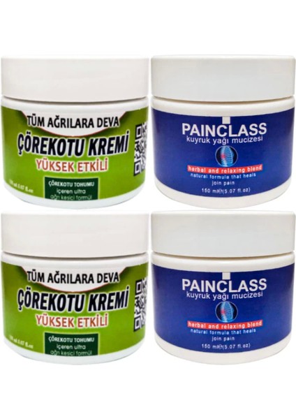 2’li Adet Çörek Otu Kremi Orta Boy 100 ml Krem + 2 Adet Painclass 150 ml Kuyruk Yağı Kremi Masaj Seti