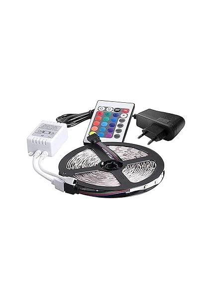 Ucuzlukevi 5 Metre Rgb Şerit LED Seti-Iç ve Dış Meka Silikolu-Tak Çalıştır