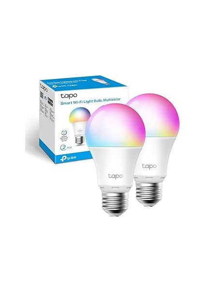 Tp-Lik Tapo L530E(2-PACK), 8.7 W, 2.4 Ghz, 16.000.000 Rek Tou, E27 Duy, Amazo Alexa ve Google Home