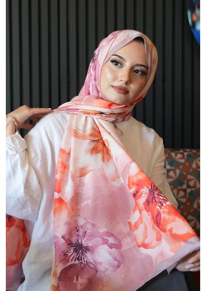 Manolya Çiçek Desen Nar Çiçeği Soft Pamuk Şal modelleri