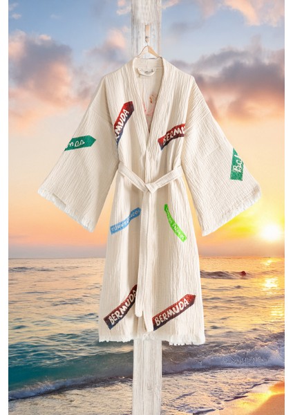 Organik %100 Pamuk Kimono Yaka Sabalık Bornoz Plaj Elbisesi - Nomada - L/xl fiyatları