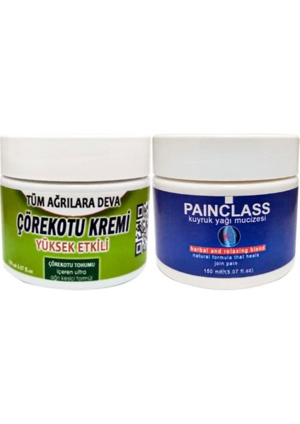 Çörek Otu Kremi Orta Boy 100 ml Krem + Painclass 150 ml Kuıyruk Yağı Kremi Masaj Seti