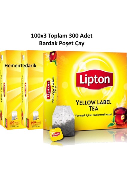 Yellow Label Bardak Poşet Çay 100'LÜ 3 Paket 300 Adet