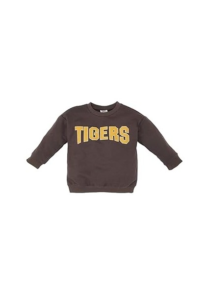 Erkek Bebek Bisiklet Yaka Baskılı Içi Yumuşak Tüylü Sweatshirt