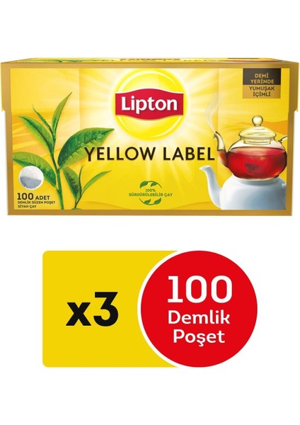 Yellow Label Demlik Poşet Çay 100'lü x 3
