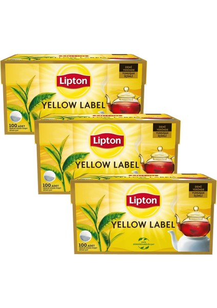 Yellow Label Demlik Poşet Çay 100'lü x 3