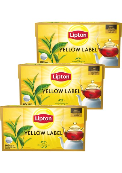 Yellow Label Demlik Poşet Çay 100 x 3,2 gr - 3'lü Set