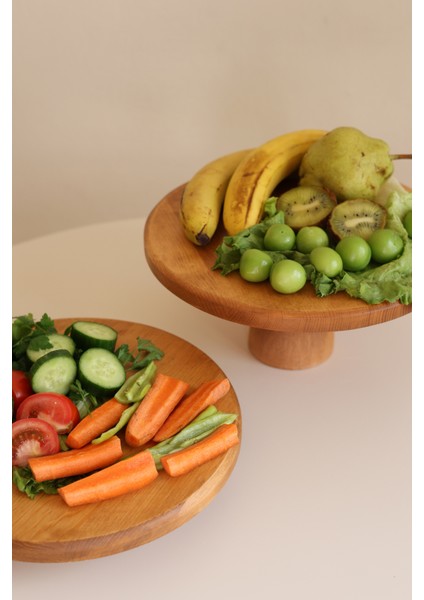 Justwood 2 Li Risus&Lucca Top Ayaklı 29 Cm Ve 29 Ahşap Yuvarlak Pasta Sunum Servis Tabağı Seti fırsatları