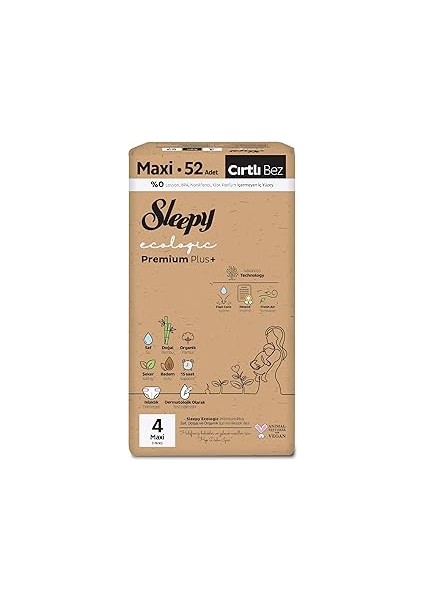 Ecologic Premium Plus Efsane Paket Bebek Bezi 4 Numara Maxi 208 Adet