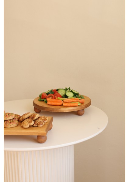 Justwood 2 Li Risus Top Ayaklı 29 Cm Ve 17x30 Cm Ahşap Dikdörtgen Pasta Sunum Servis Tabağı Seti modelleri