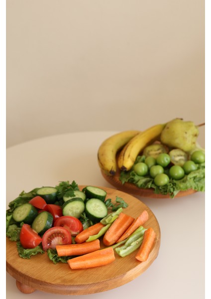 Justwood 2 Li Risustop Ayaklı 25 Cm Ve 29 Cm Ahşap Yuvarlak Pasta Sunum Servis Tabağı Seti fırsatları