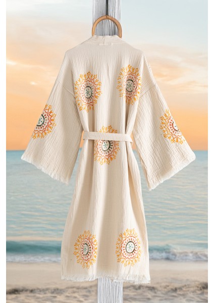 Organik %100 Pamuk Kimono Yaka Sabalık Bornoz Plaj Elbisesi - Lemura - L/xl fiyatları