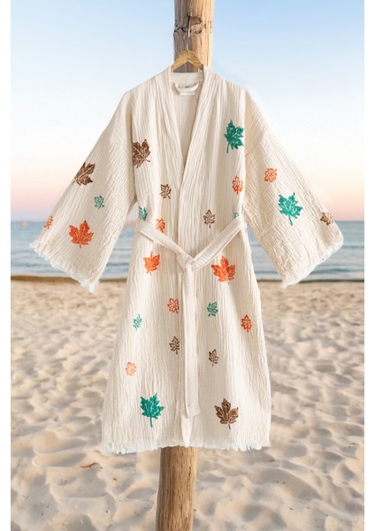 Organik %100 Pamuk Kimono Yaka Sabalık Bornoz Plaj Elbisesi - Sonbahar - L/xl fiyatları