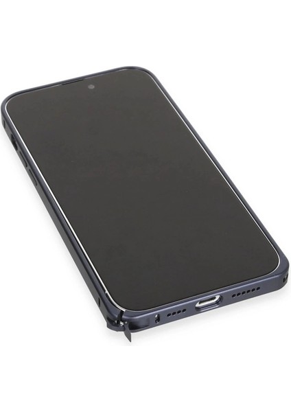 Joko iPhone 15 Pro Max Kılıf Metal Bumper Magneticsafe Kapak - Lacivert
