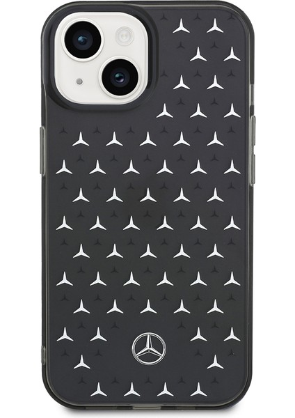 iPhone 15 Uyumlu Kılıf Mercedes Benz Çift Katmanlı Yıldız Desenli Dizayn Kapak Siyah - Gümüş modelleri