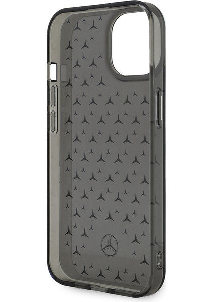 iPhone 15 Uyumlu Kılıf Mercedes Benz Çift Katmanlı Yıldız Desenli Dizayn Kapak Siyah - Gümüş