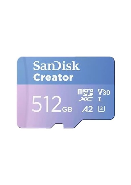 Adaptörlü 512GB Creator Micros Kart Uhs-I 190MB/S'YE Kadar Okuma Hızı 130MB/S'YE Kadar Yazm