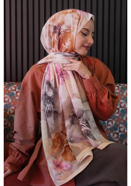 Manolya Çiçek Desen Sarı Soft Pamuk Şal fırsatları
