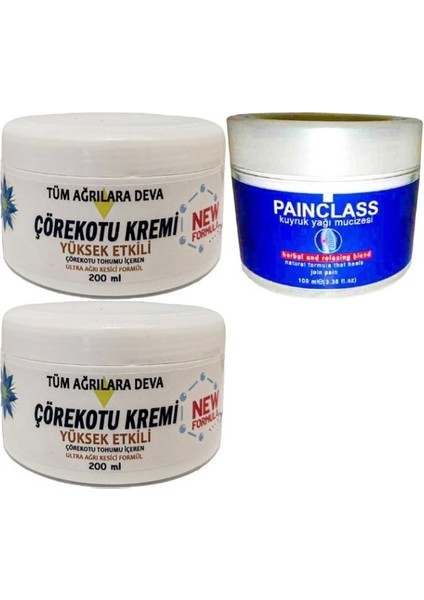 2 Tane Çörek Otu Kremi Xl Box Büyük Boy White Box 200 ml + Painclass Kuyruk Yağı 100 ml Kremi Masaj Seti