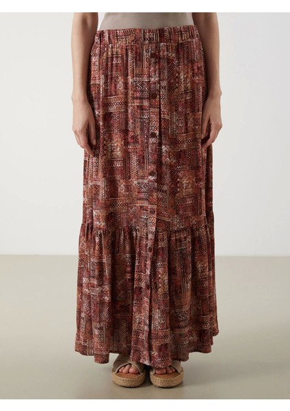 Lcw Grace Kirmizi Beli Lastikli Çiçekli A Kesim Etek fiyatları