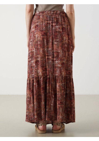 Lcw Grace Kirmizi Beli Lastikli Çiçekli A Kesim Etek indirimleri