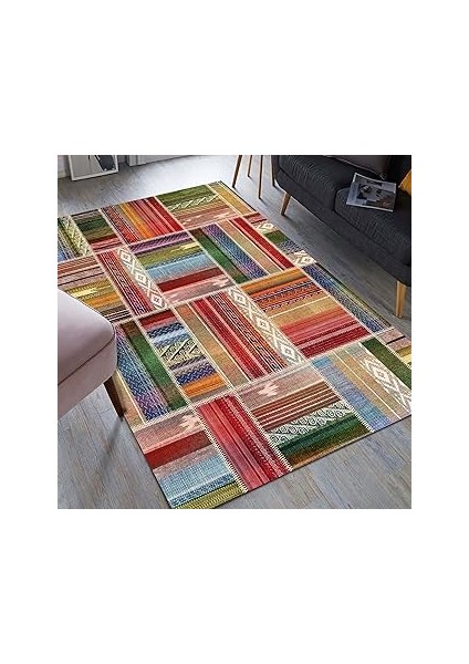 Latte Dizay Bitsy Deseli Pamuk Tabalı Yıkaabile Kaydırmaz Atibakteriyel Salo Halısı 80X150