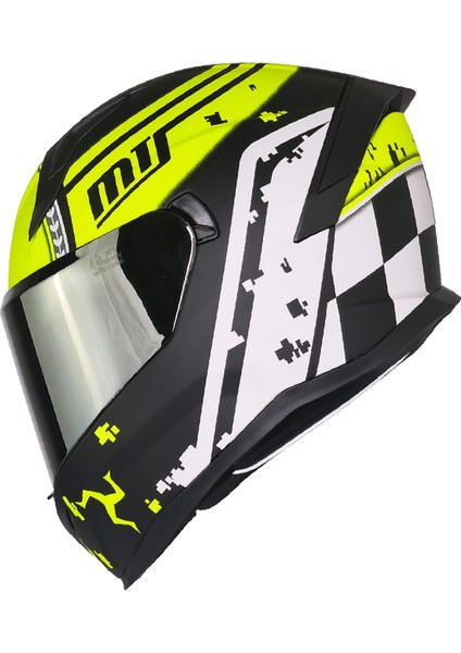 M-910 Vıgor Mat Siyah-Sarı Güneş Vizörlü Kask (Gri Camlı)