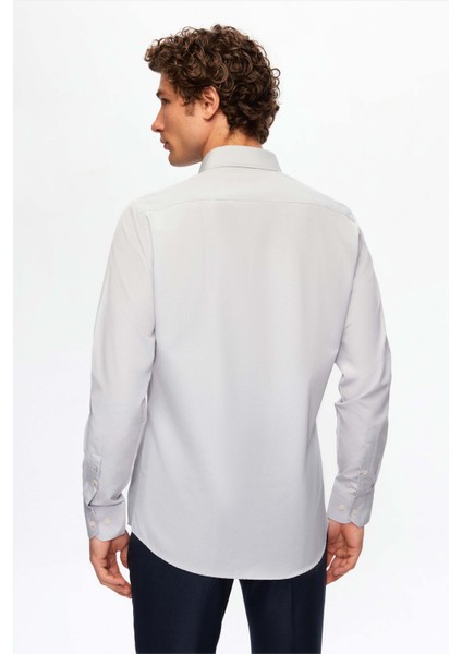 Ds Damat Slim Fit Gri Italyan Yaka Kolay Ütülenebilir 2'li Gömlek 2HF02ORTBN86