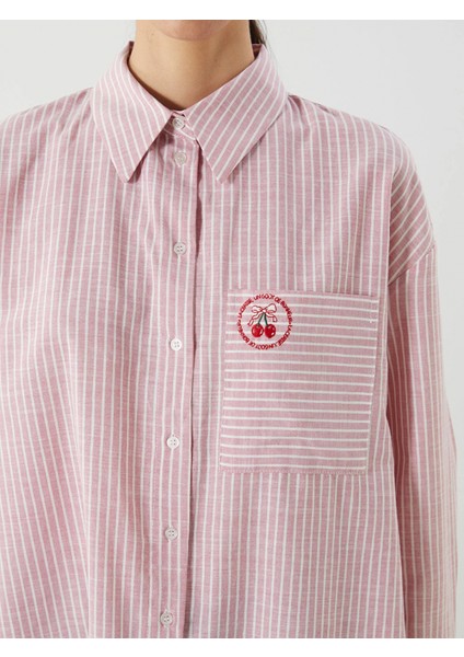 Lcw Modest Pembe Kiraz Nakışlı Oversize Kadın Gömlek Tunik modelleri