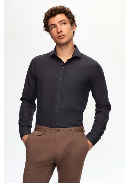 Ds Damat Slim Fit Koyu Mavi Italyan Yaka Kolay Ütülenebilir 2'li Gömlek 2HF02ORTBN86 fiyatları