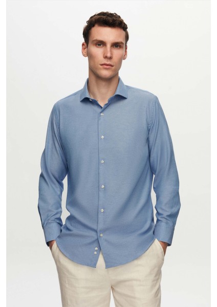 Ds Damat Slim Fit Koyu Mavi Italyan Yaka Kolay Ütülenebilir 2'li Gömlek 2HF02ORTBN86 fırsatları