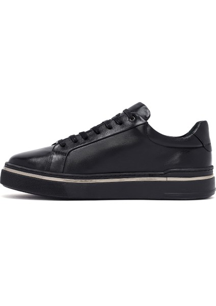 Erkek Siyah Bağcıklı Deri Sneaker 25WFD654618 fiyatları