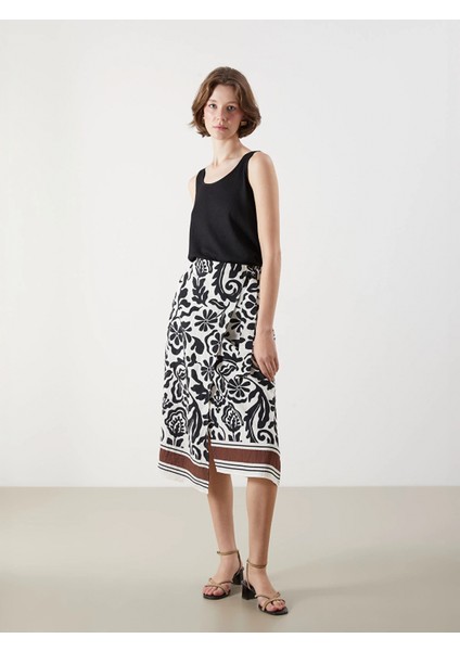 Lcwaıkıkı Classic Siyah Beli Lastikli Desenli Etek modelleri