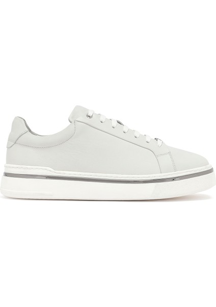 Erkek Beyaz Bağcıklı Deri Sneaker 25WFD654618