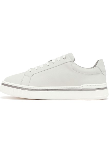 Erkek Beyaz Bağcıklı Deri Sneaker 25WFD654618 fiyatları