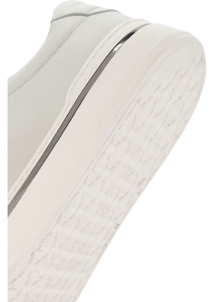 Erkek Beyaz Bağcıklı Deri Sneaker 25WFD654618