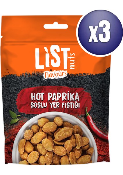 List Flavours Hot Paprika Soslu Yer Fıstığı 3 x 110 G