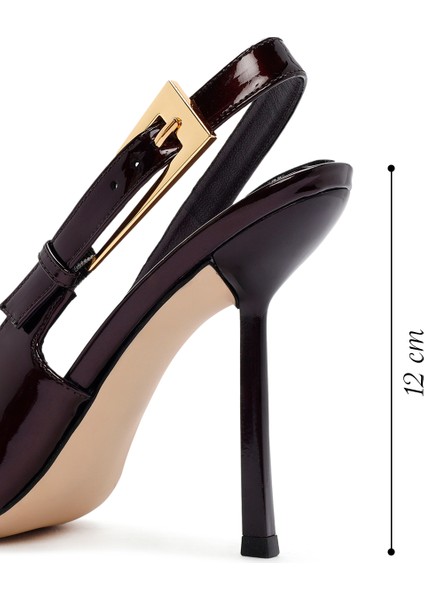 Kadın Bordo Arkası Açık Yüksek Ince Topuklu Rugan Deri Ayakkabı 25AFD120316 fiyatları