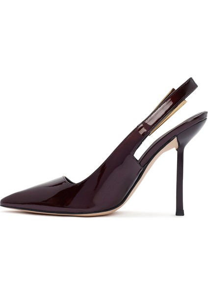 Kadın Bordo Arkası Açık Yüksek Ince Topuklu Rugan Deri Ayakkabı 25AFD120316 fırsatları